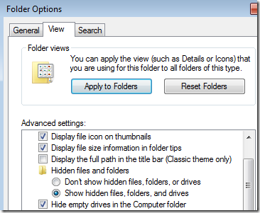 show hidden files windows 7