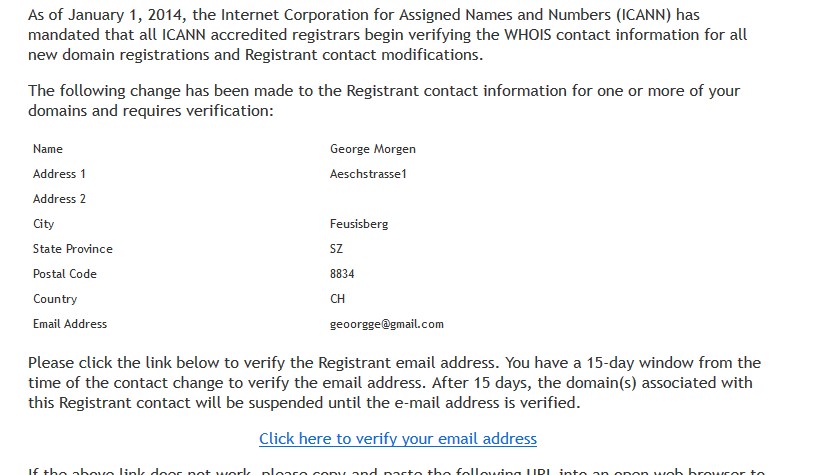 Hostgator ICANN Verification