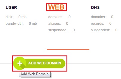 VestaCP: Step 5 add domain