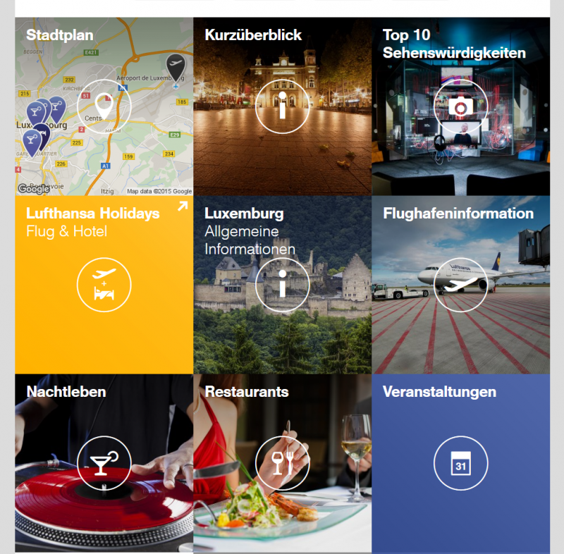 Good example from LuftHansa homepage for our mobile homepage