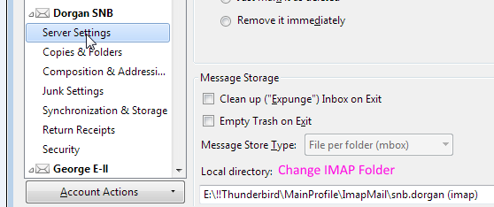CM02f Change IMAP Folder in Thunderbird