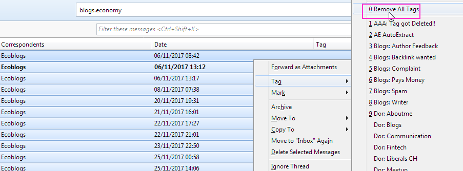 Remove All Tags when message rules are executed on wrong account