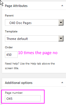 O45 Order no and page no in page backend