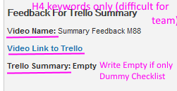 Video Name Video Link to Trello Trello Checklist