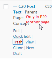 Post Text Mother Page only in Plugins