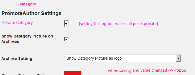Private Category New Functionality when Save