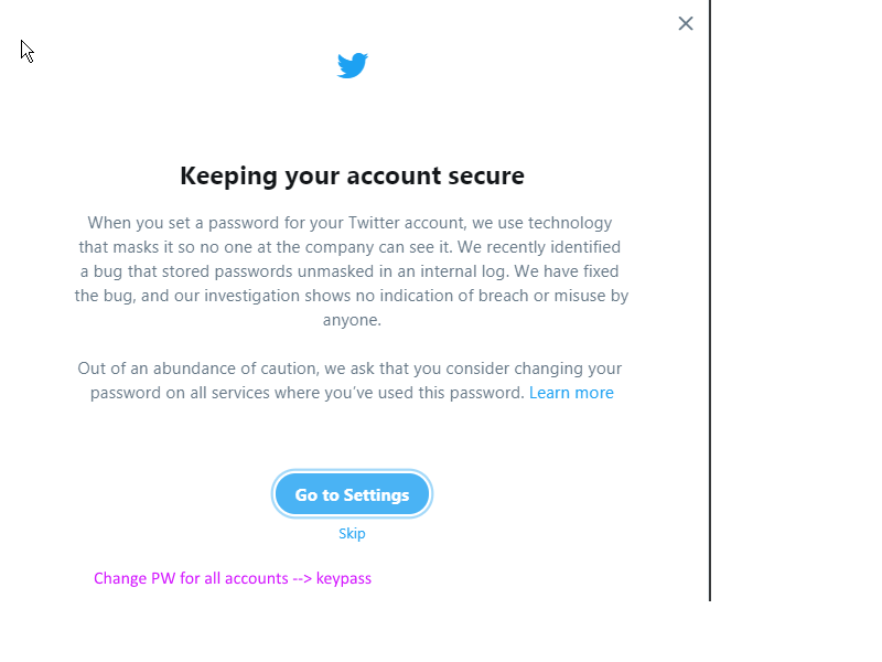 Twitter Change Password