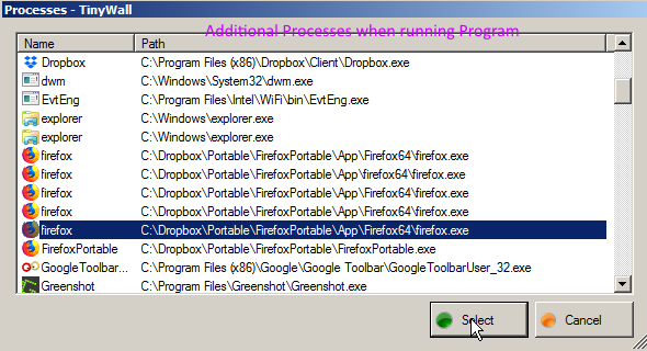 Additional Processes add to Firewall