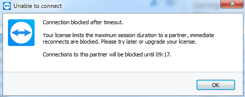Problems Teamviewer Blocked one Hour