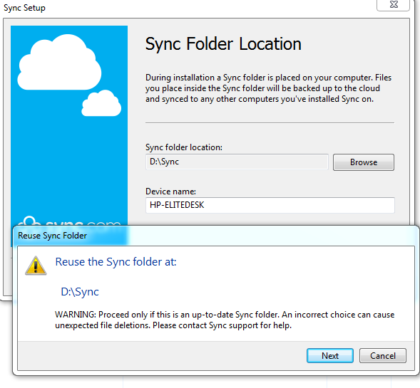 Reuse Existing Sync Folder Step2