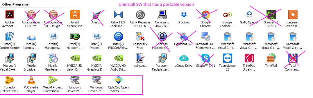Uninstall Software that has Portable on Notebooks