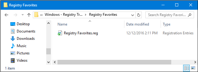 Saved Registry Favorites Path