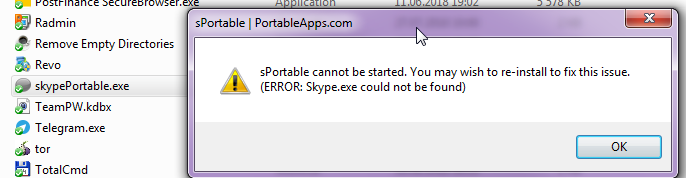 Skype exe not found