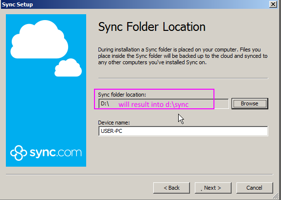 Sync Folder Location