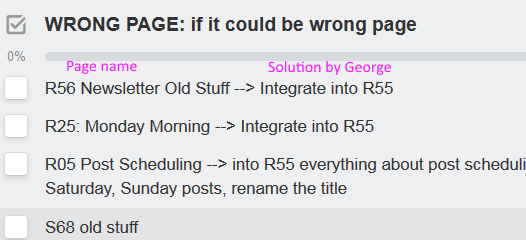 Wrong Page Checklist