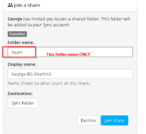 Folder Name to use in Share