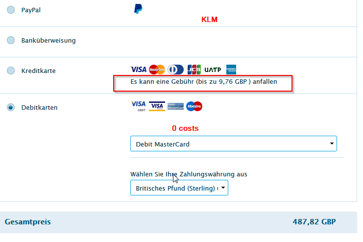 KLM Credit Cards +11 euro