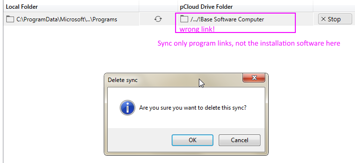 Program Link sync not base software