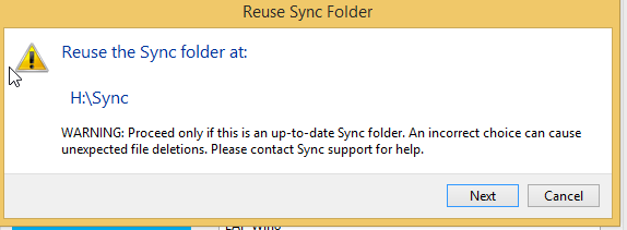 Reuse Sync Folder on H Drive